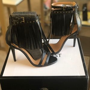 NWT Nine West Leather Fringe Heels